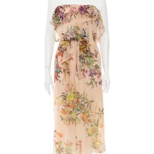 Haute Hippie floral strapless midi dress
